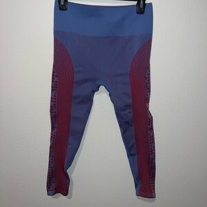 Blue and Red Patterned Leggings with star detail M